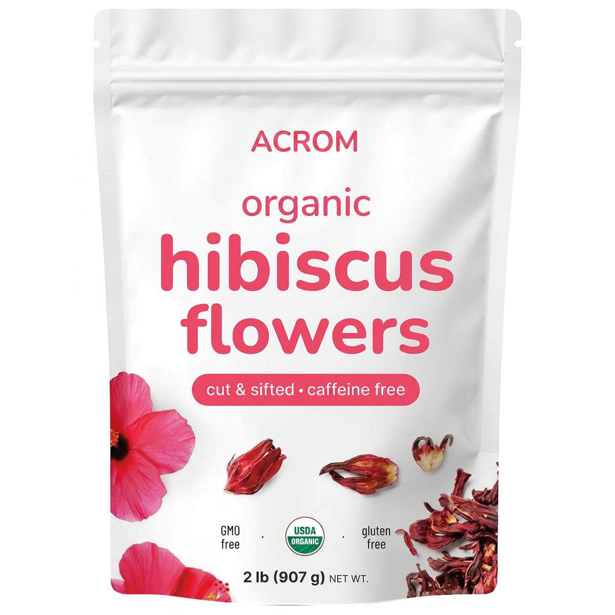 Pure Organic Hibiscus Flowers by ACROM™ Buy 1 Get 1